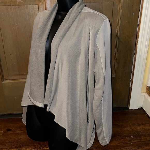 Others Follow Gray Versatile Moto Draped Long Sleeve Side Zip Jacket Size L - Picture 6 of 15